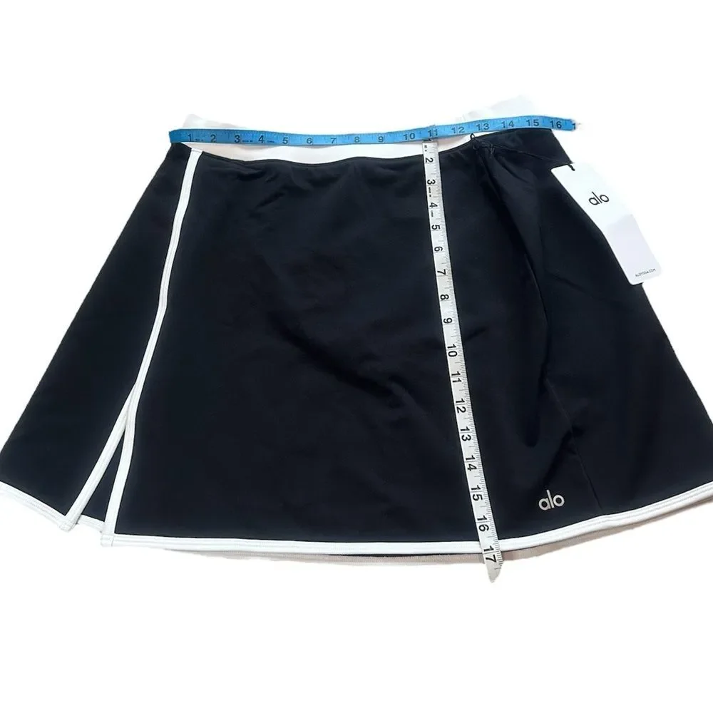 ALO Yoga Airbrush Streamlined Skirt Black Size Large NWT Active Contrast Piping